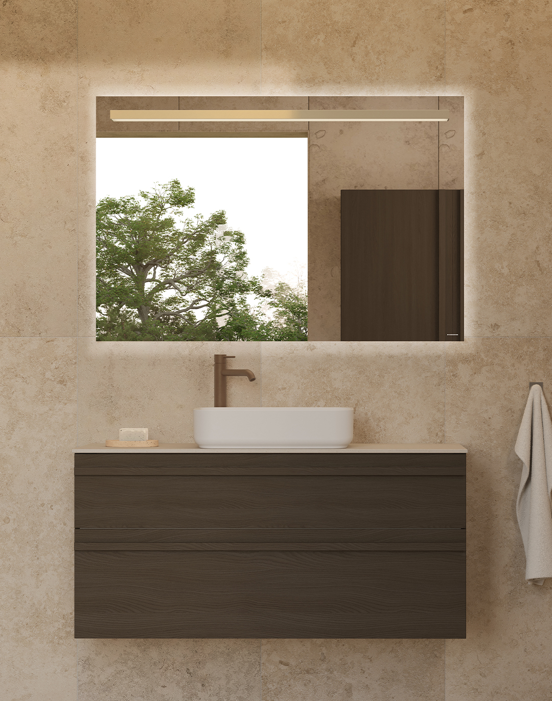 Poem kommod i brun ask och fronten List och detaljer i mocca