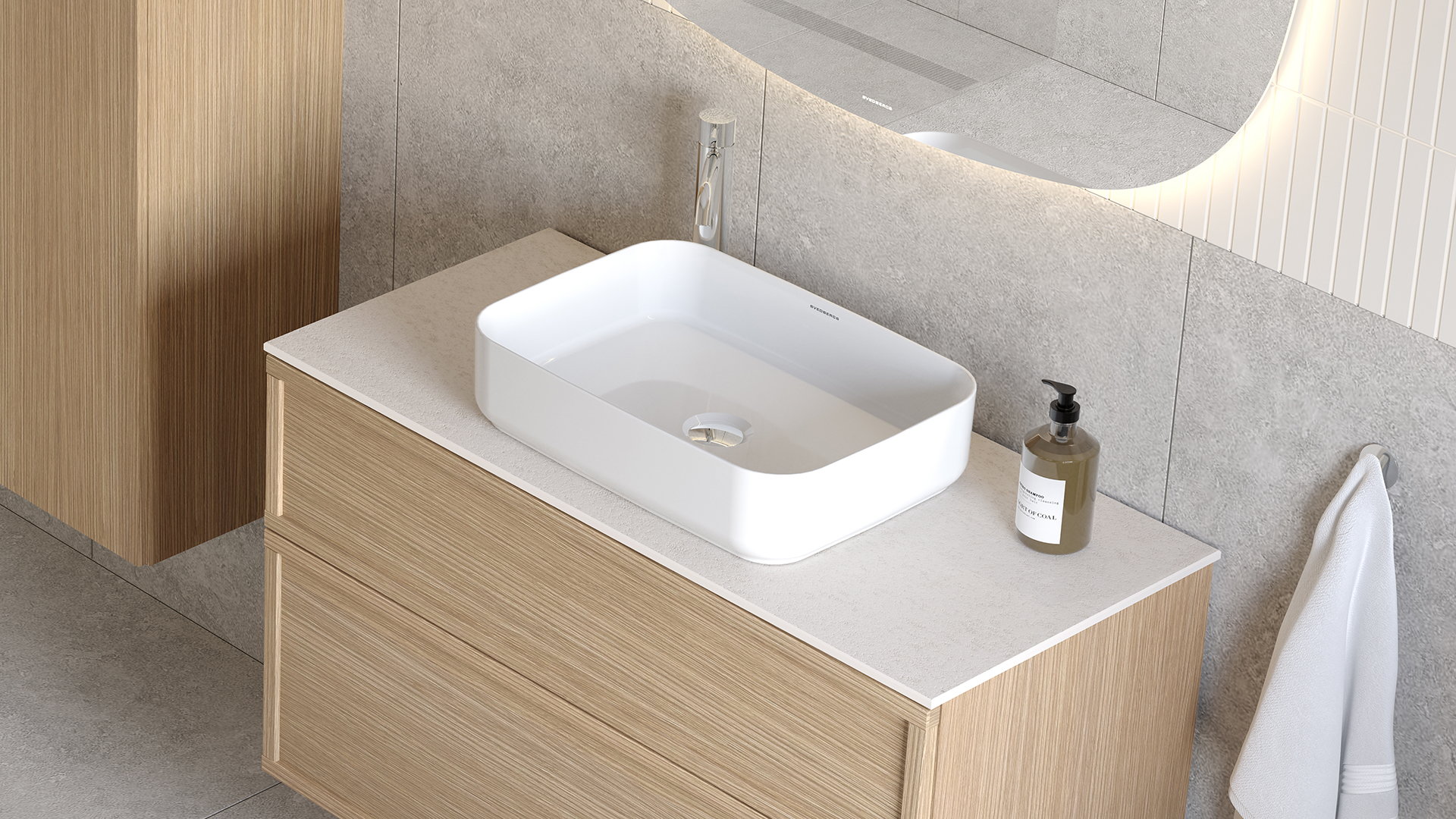 Poem Soft kommod i pur ek med Kalk bänkskiva