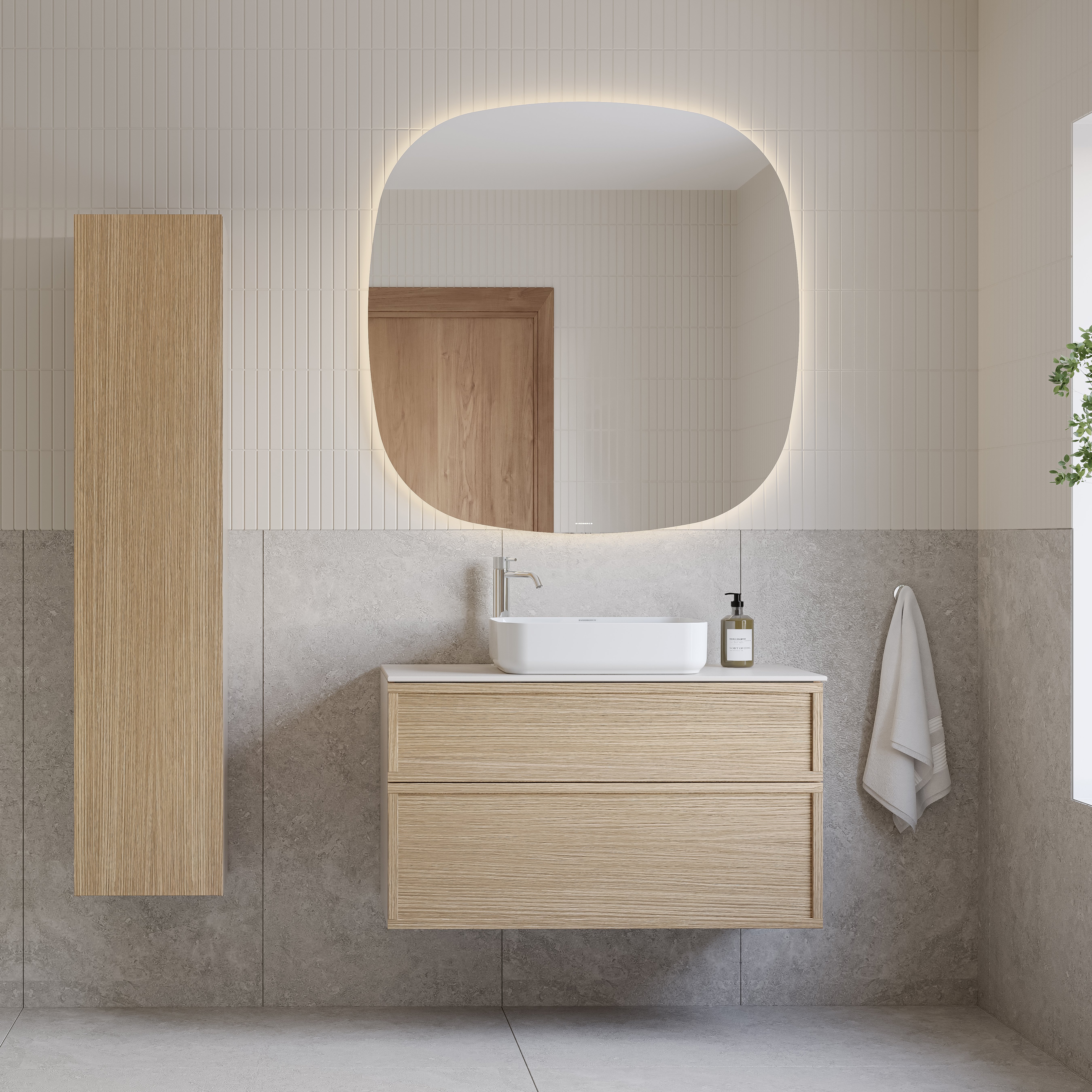 Poem kommod i pur ek med fronten Ram