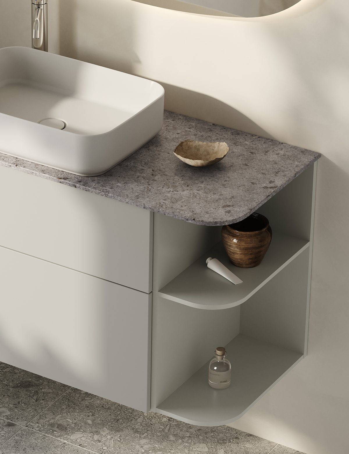 Poem Soft kommod i havre med Kalk bänkskiva