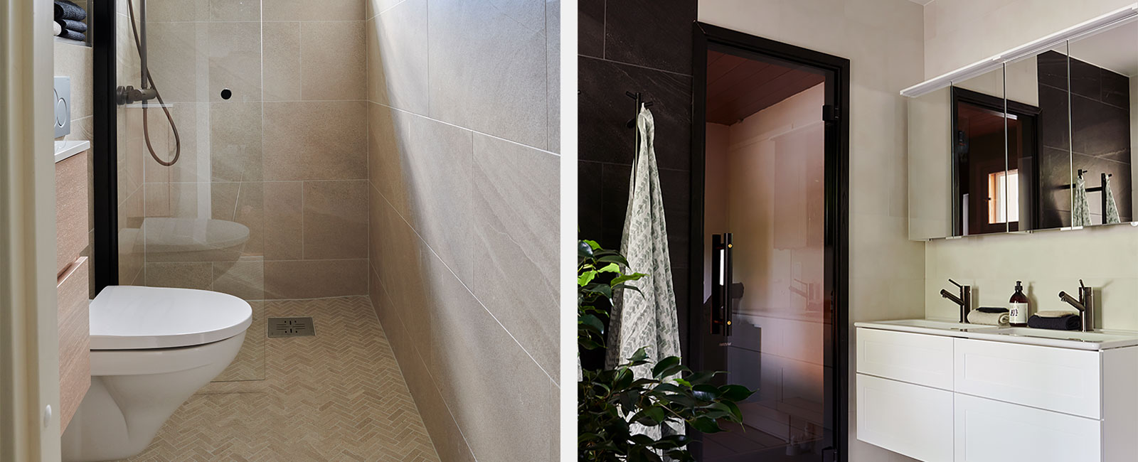 Forma badrumsmöbel med duschvägg och spegelskåp Skuru