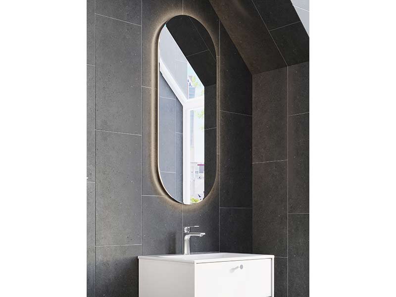 Spegel Valje oval med LED-belysning