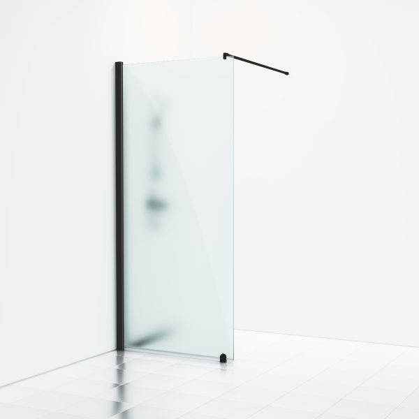 Skoga skärmvägg 90, fast, svart matt/frost