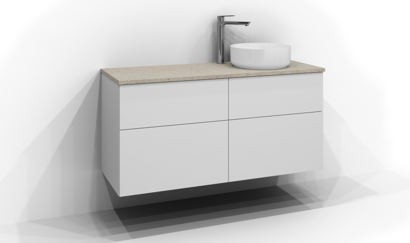 Poem underdel 120x45 med 4 lådor och ovanpåliggande tvättställ