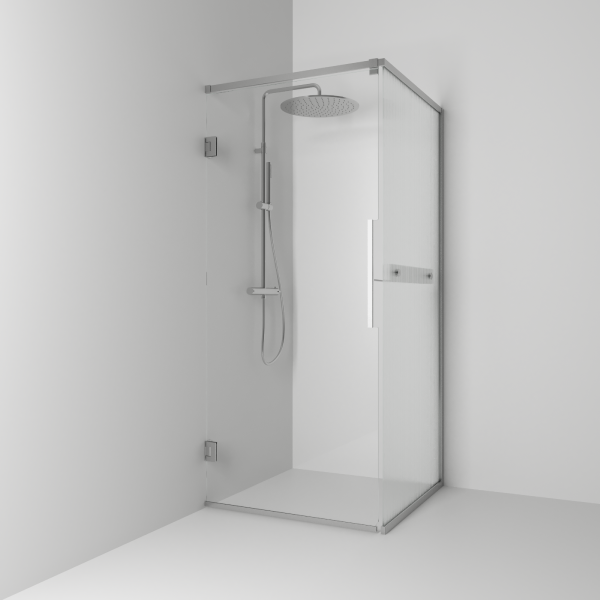 Langfoss hörndusch kombi 200 med linjeglas och hylla